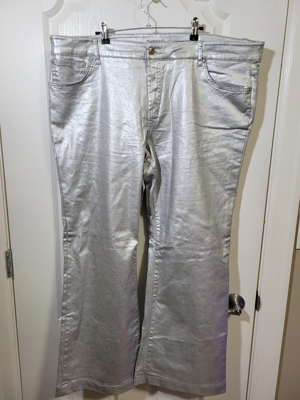 Ranch Dress'n Silver Metallic Flare Jeans Womens 1XL